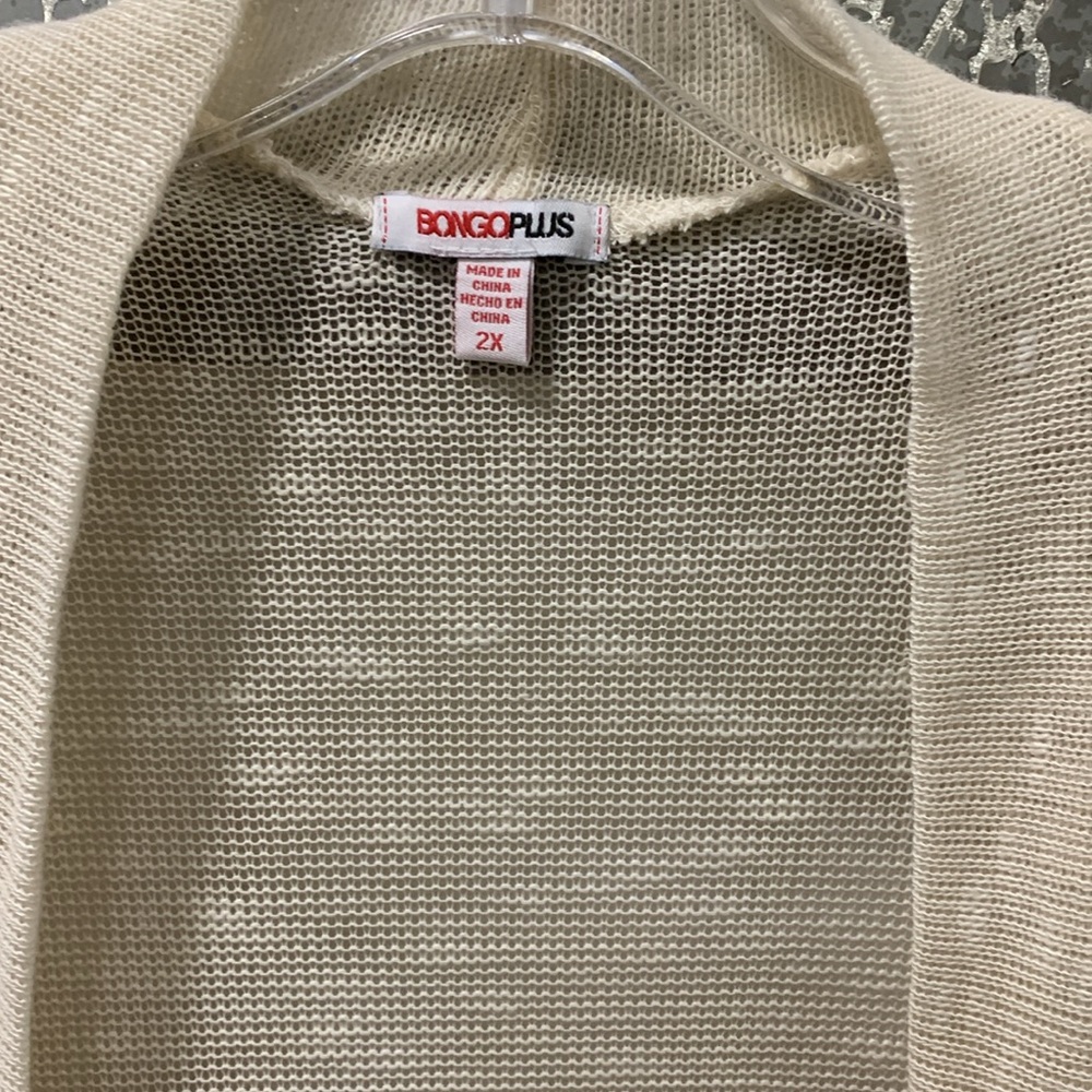 BongoPlus Cardigan Sz 2X NEW cream color open front Back Bow All Seasons Sweater - Picture 5 of 6
